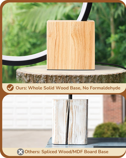 Lavisa - Modern O-Shaped LED Table Lamp with Wooden Base