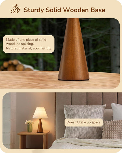 Lavisa - Modern Compact Wooden Table Lamp with Pleated Shade