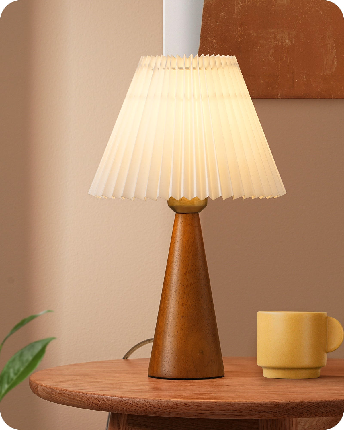 Lavisa - Modern Compact Wooden Table Lamp with Pleated Shade