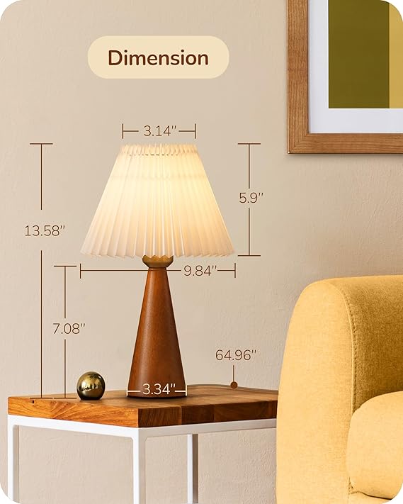 Lavisa - Modern Compact Wooden Table Lamp with Pleated Shade