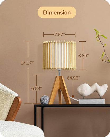 Lavisa - Minimalist Wood Tripod Table Lamp with Slatted Panel Shade