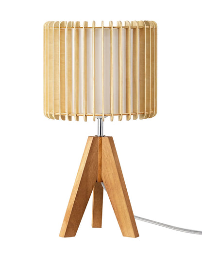 Lavisa - Boho Rattan Tripod Table Lamp with Woven Stripe Shade