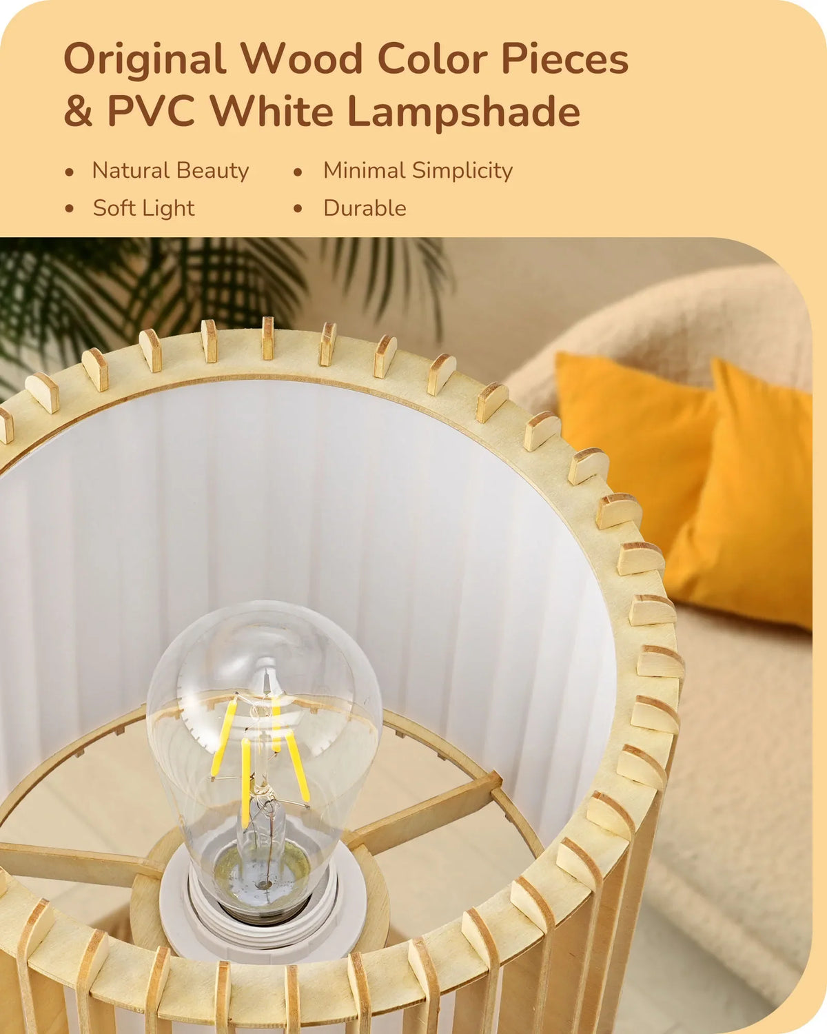 Lavisa - Boho Rattan Tripod Table Lamp with Woven Stripe Shade