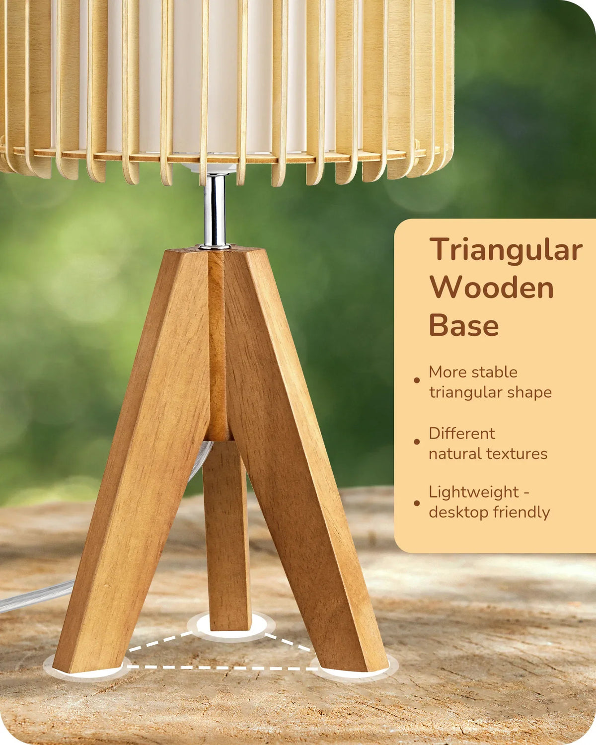 Lavisa - Boho Rattan Tripod Table Lamp with Woven Stripe Shade