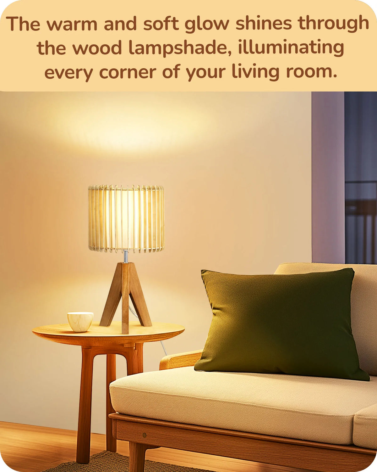 Lavisa - Boho Rattan Tripod Table Lamp with Woven Stripe Shade