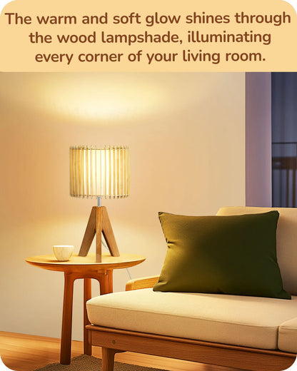 Lavisa - Boho Rattan Tripod Table Lamp with Woven Stripe Shade