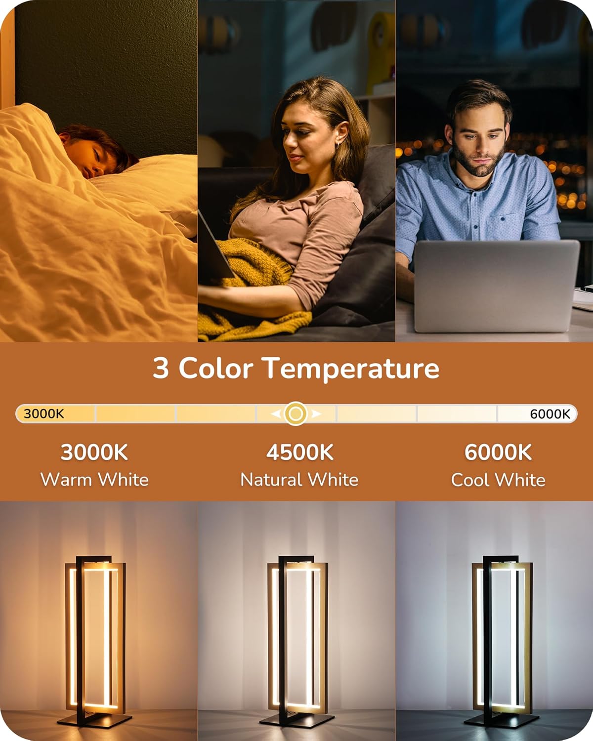 Lavisa - Modern Dual-Frame Dimmable LED Table Lamps Set of 2