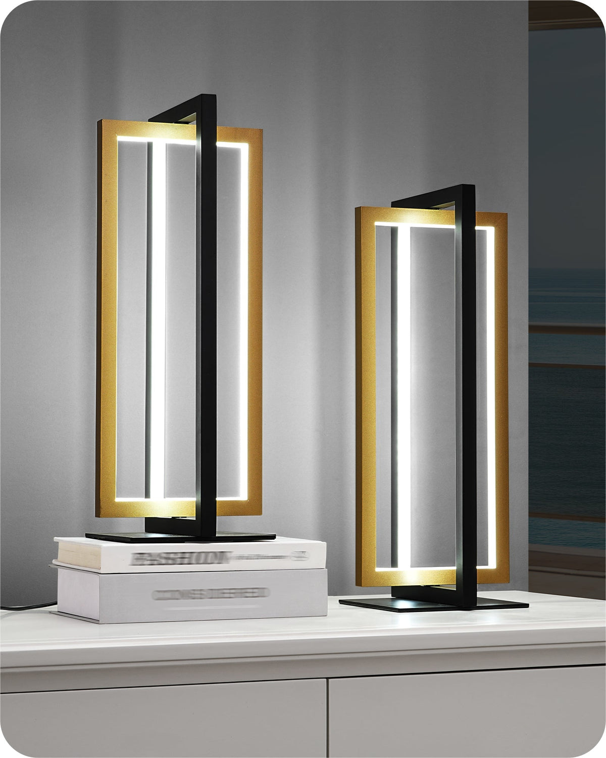 Lavisa - Modern Dual-Frame Dimmable LED Table Lamps Set of 2