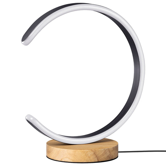 Lavisa - Modern C-Shaped LED Table Lamp with Wooden Base