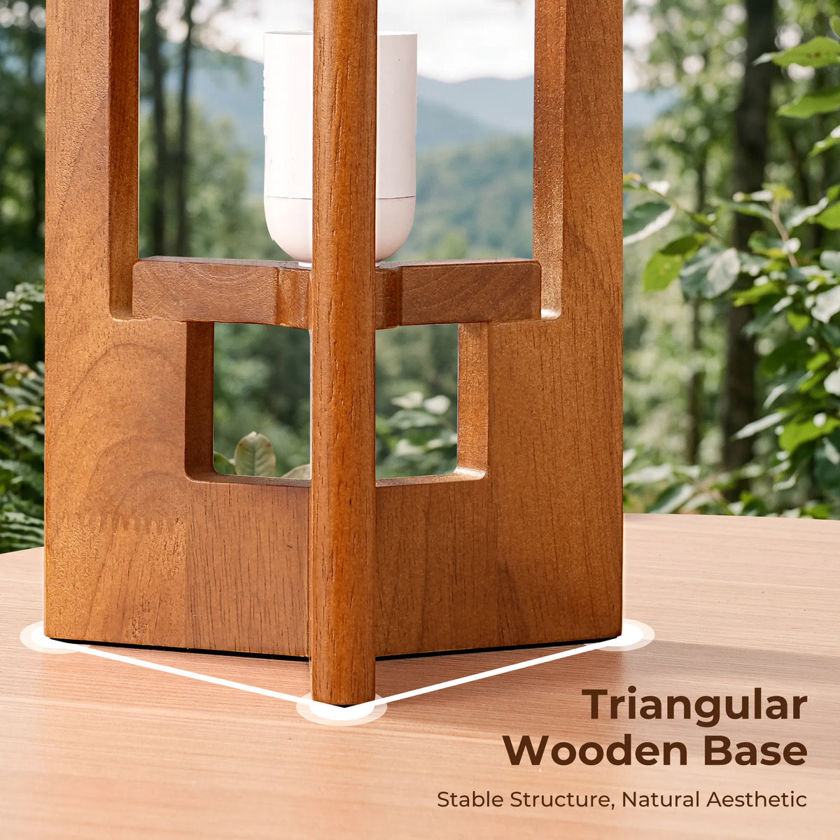 Lavisa - Solid Wood Table Lamp with Linen Shade for Bedroom and Living Room
