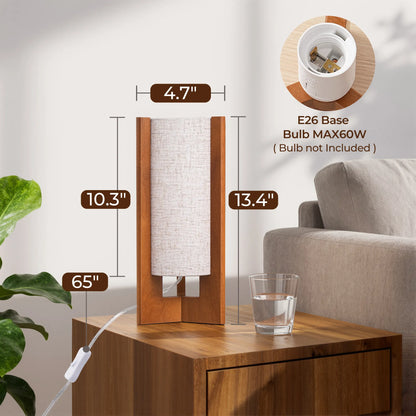 Lavisa - Solid Wood Table Lamp with Linen Shade for Bedroom and Living Room