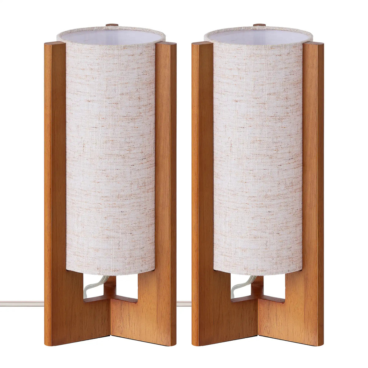 Lavisa - Solid Wood Table Lamp with Linen Shade for Bedroom and Living Room