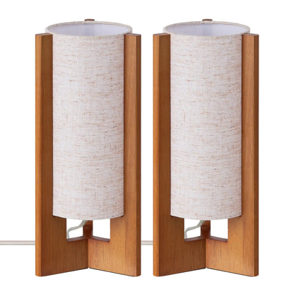Lavisa - Solid Wood Table Lamp with Linen Shade for Bedroom and Living Room