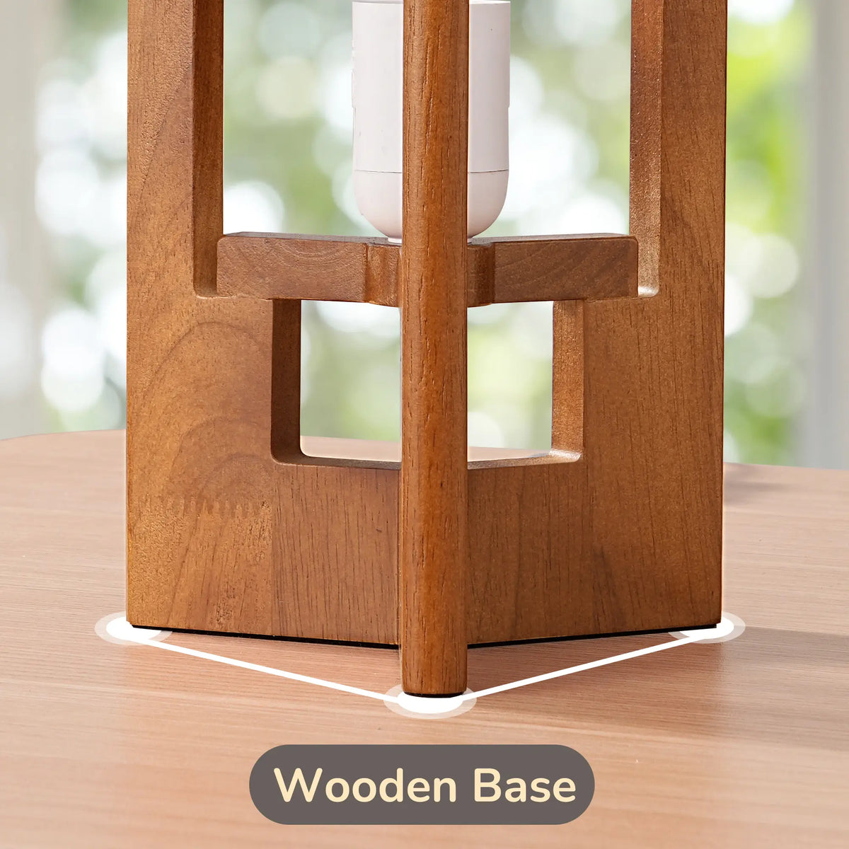Lavisa - Solid Wood Table Lamp with Linen Shade for Bedroom and Living Room