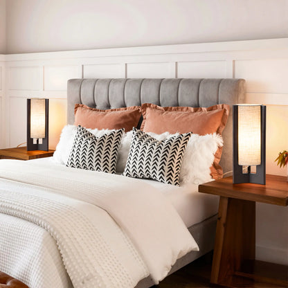 Lavisa - Solid Wood Table Lamp with Linen Shade for Bedroom and Living Room