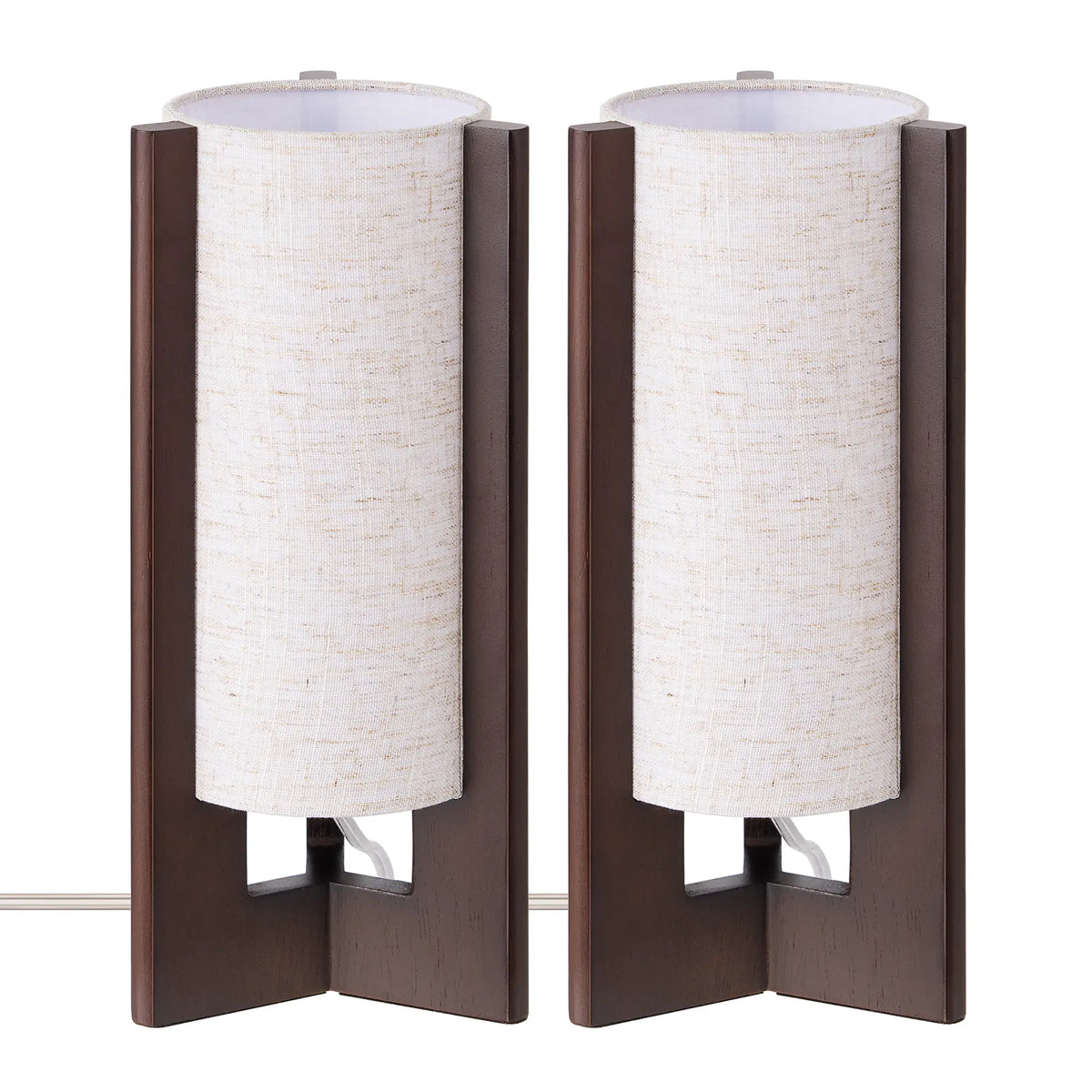 Lavisa - Solid Wood Table Lamp with Linen Shade for Bedroom and Living Room
