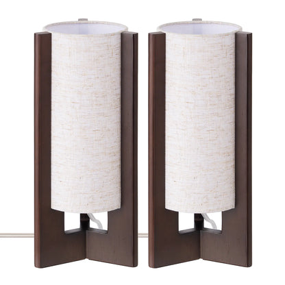 Lavisa - Solid Wood Table Lamp with Linen Shade for Bedroom and Living Room