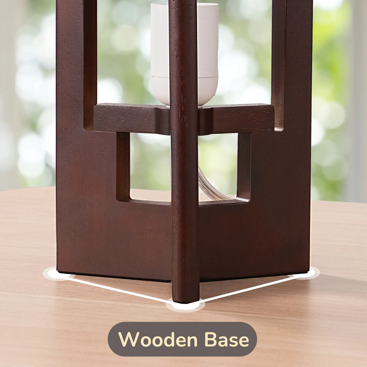 Lavisa - Solid Wood Table Lamp with Linen Shade for Bedroom and Living Room