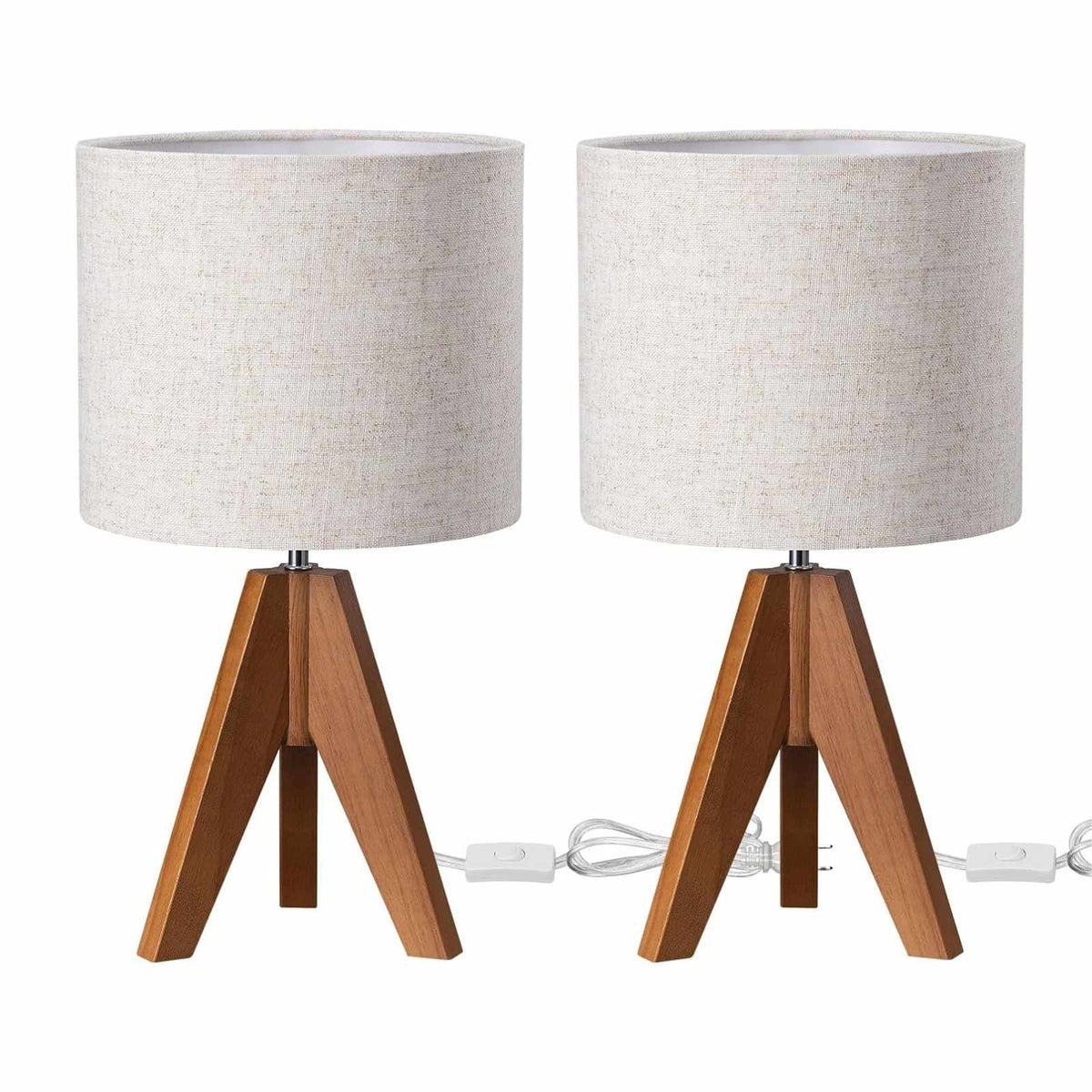 Lavisa - Modern Wooden Tripod Table Lamps with Linen Shade