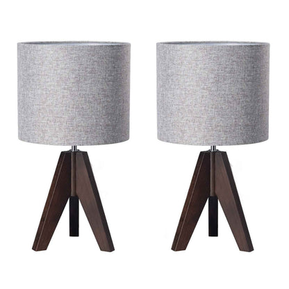 Lavisa - Modern Solid Wood Tripod Table Lamps Set of Two