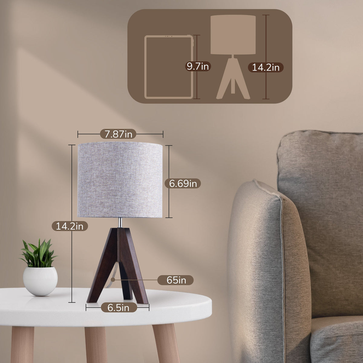 Lavisa - Modern Solid Wood Tripod Table Lamps Set of Two