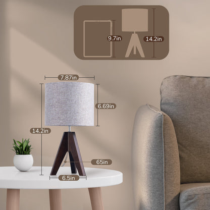 Lavisa - Modern Solid Wood Tripod Table Lamps Set of Two