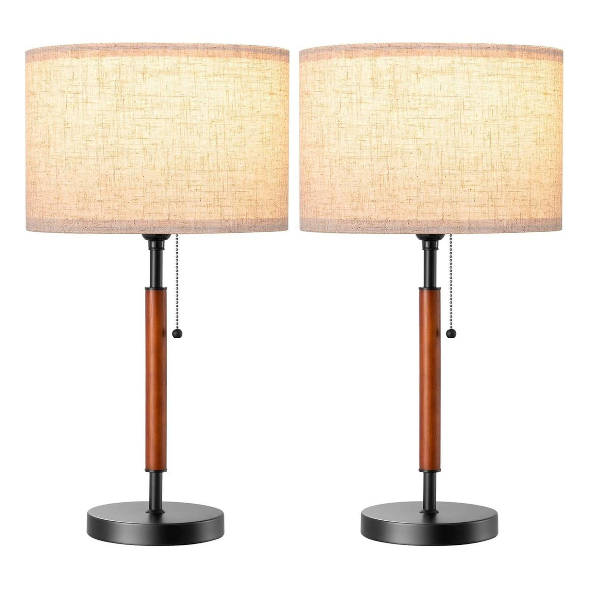 Lavisa - Mid Century Solid Wood Table Lamps Set of 2