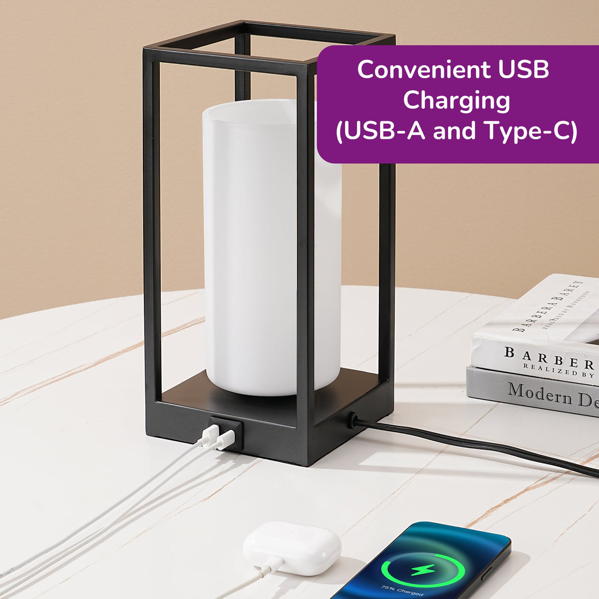 Lavisa - Touch Control Modern Table Lamp with Dual USB Ports