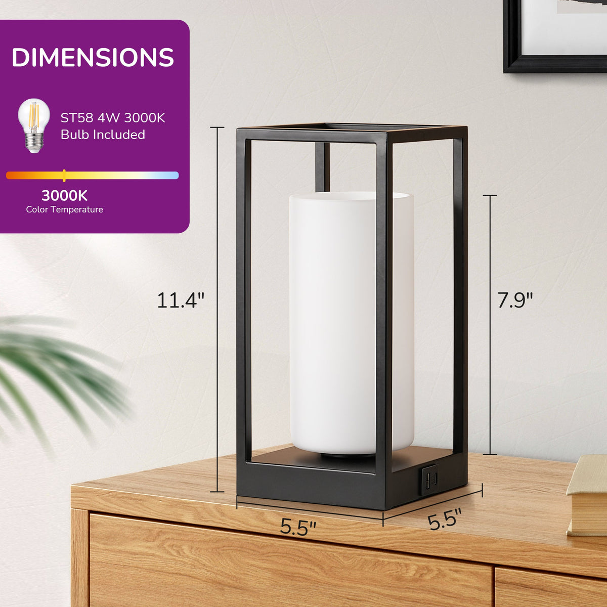 Lavisa - Touch Control Modern Table Lamp with Dual USB Ports