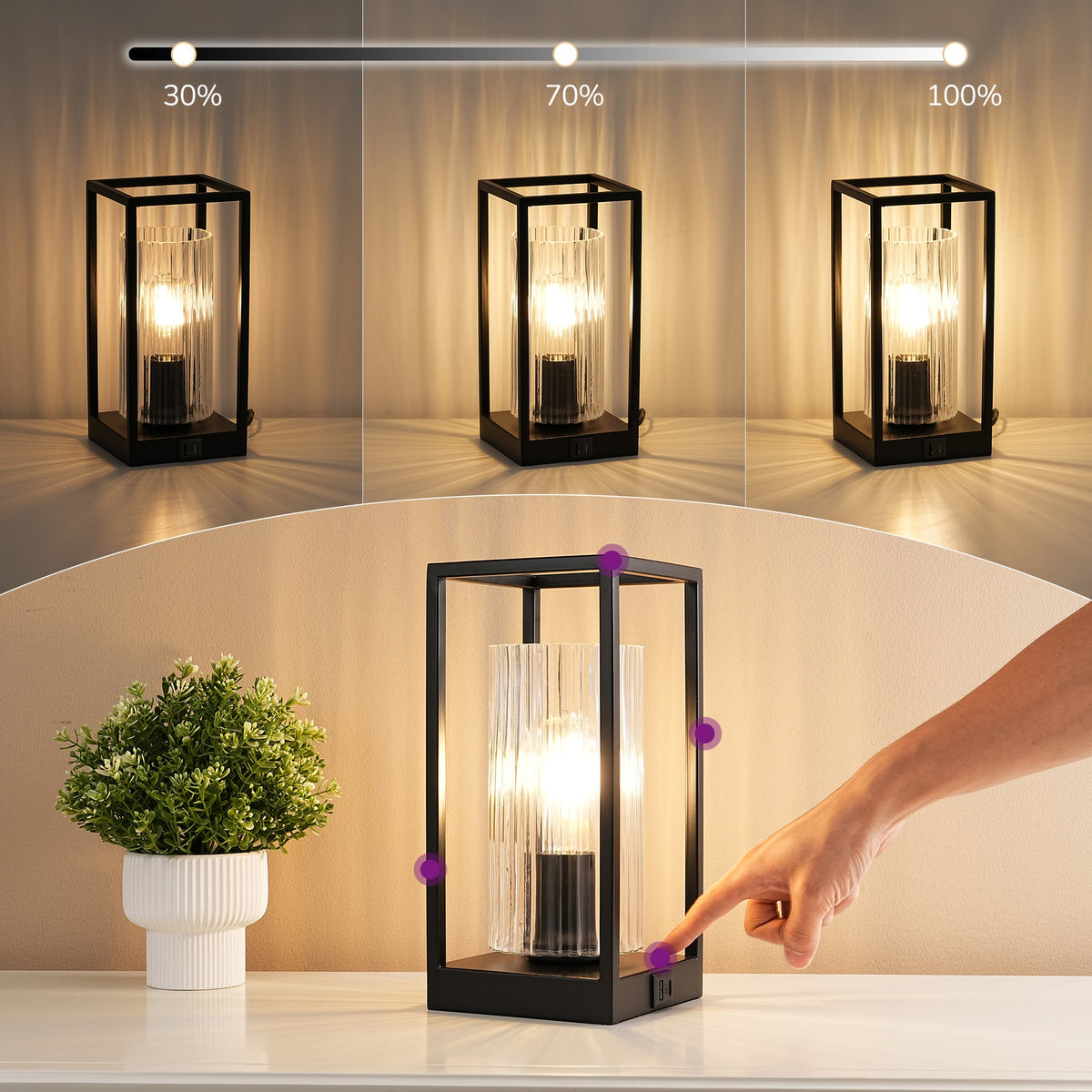 Lavisa - Touch Control Modern Table Lamp with Clear Glass Shade