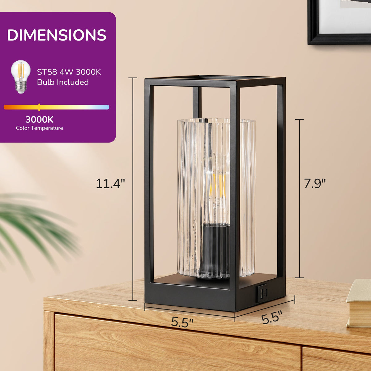 Lavisa - Touch Control Modern Table Lamp with Clear Glass Shade