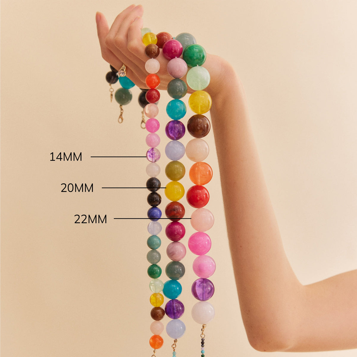 Lavisa - Smoky Ivory Quartz Beaded Necklace - Side Profile View