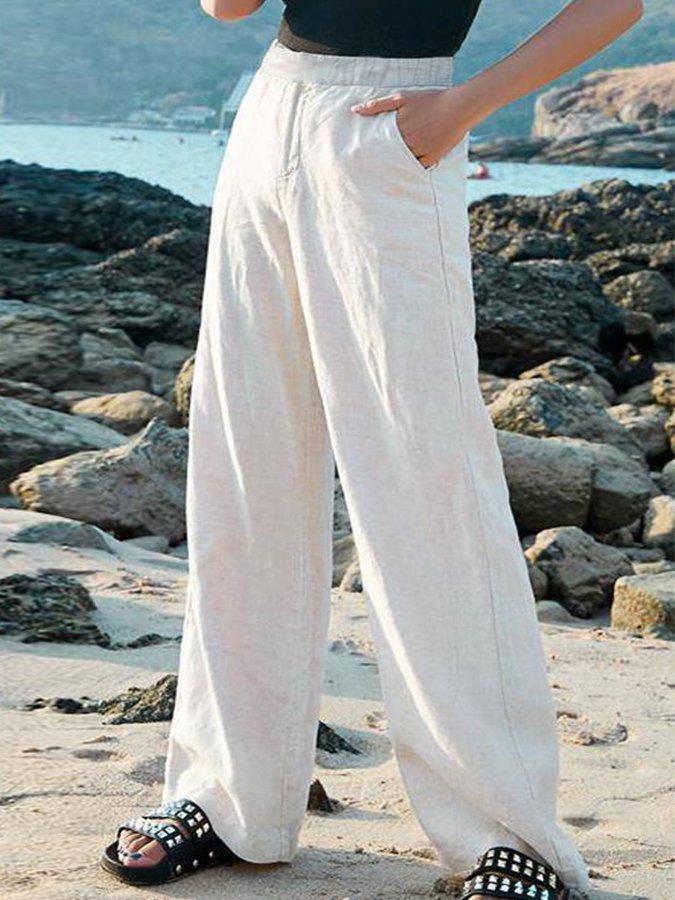 Lavisa - Womens High Waist Wide Leg Pants Relaxed Beach Trousers