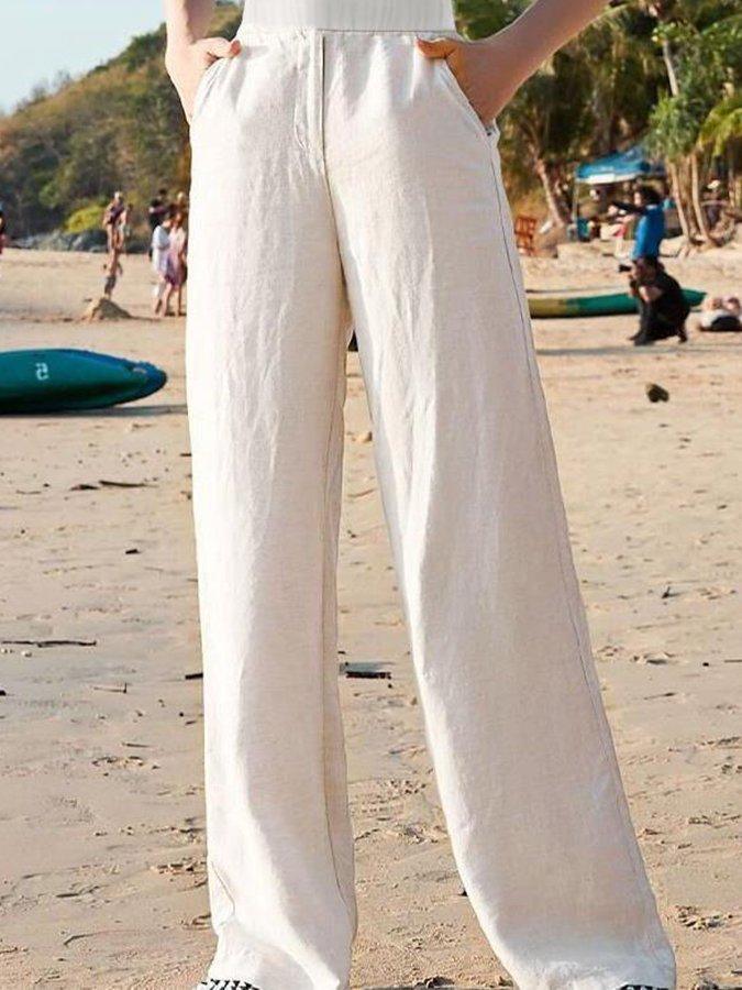 Lavisa - Womens High Waist Wide Leg Pants Relaxed Beach Trousers
