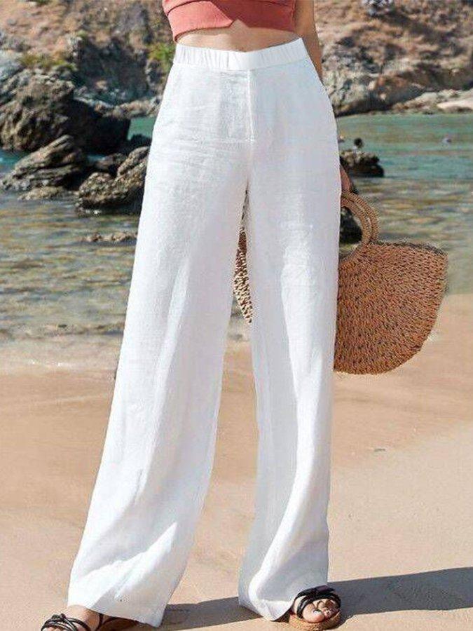 Lavisa - Womens High Waist Wide Leg Pants Relaxed Beach Trousers