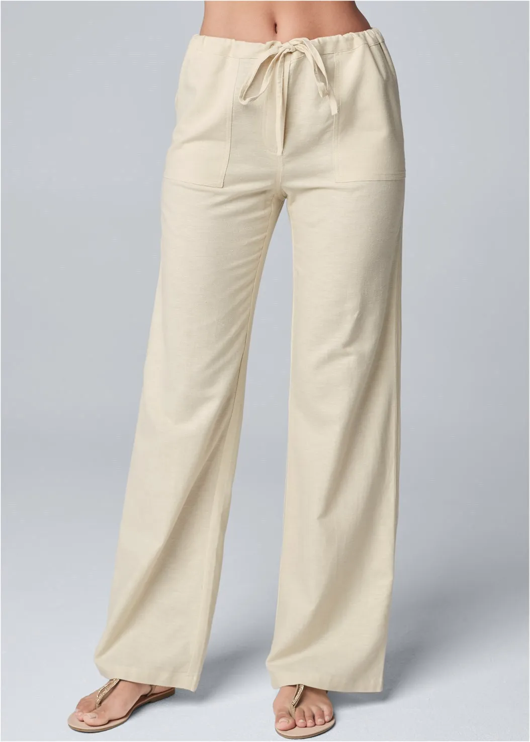 Lavisa - Women's Ankle Length Trousers Drawstring Waist Relaxed Casual Pants