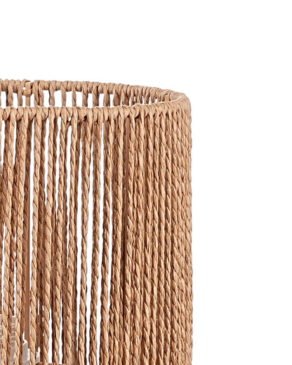 Lavisa - Boho Rattan Tripod Table Lamp with Woven Stripe Shade