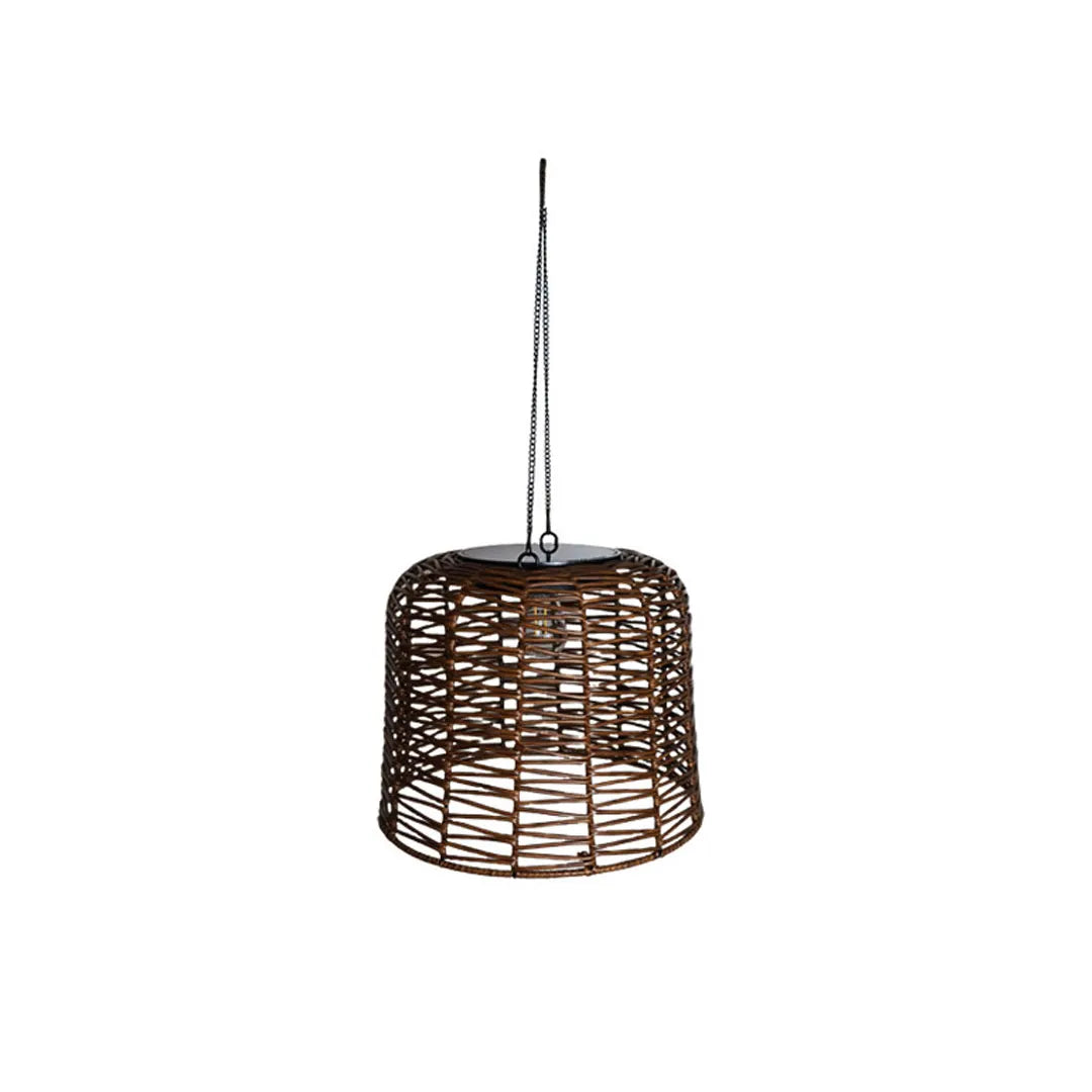 Lavisa large outdoor woven rattan pendant light with solar charging and warm filament glow (View 6)