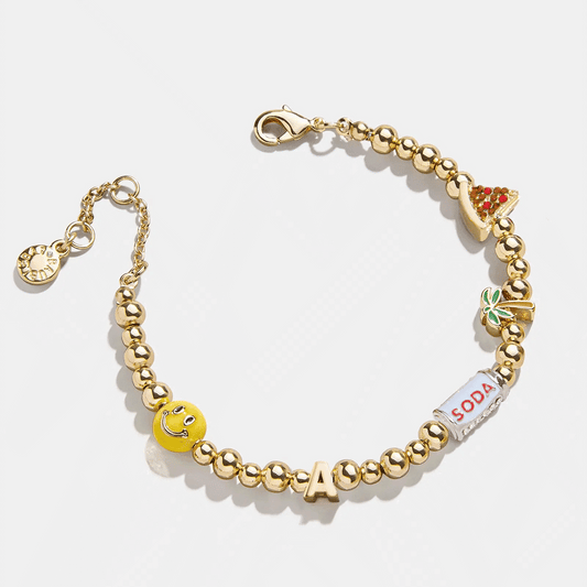 Lavisa custom charm bracelet featuring colorful beads and personalized charms