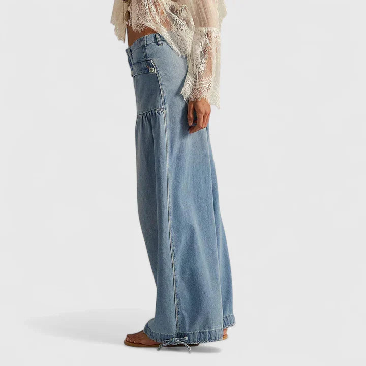 Lavisa - Womens Wide Leg Pleated Pocket Pants