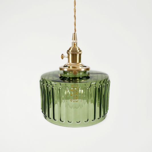 Lavisa Japanese style hanging light with textured glass shade