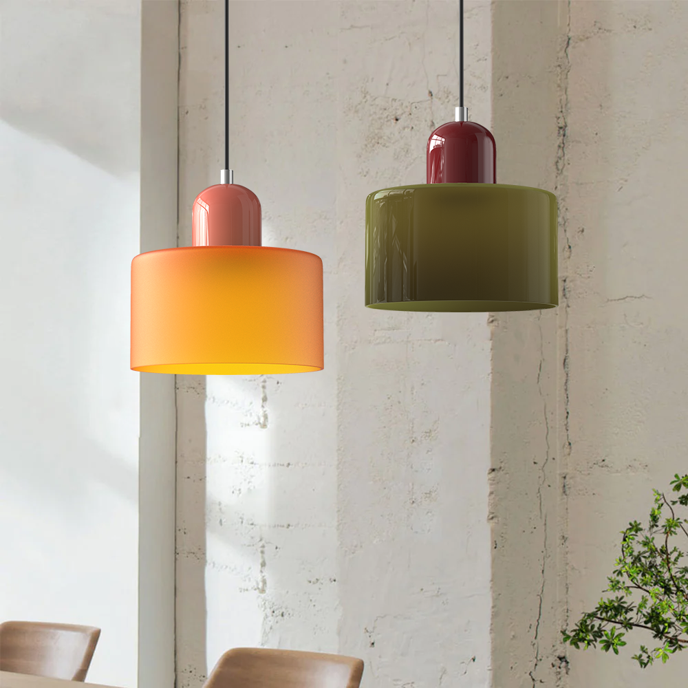 Lavisa Modern Pendant Light hanging gracefully above a modern kitchen island - Pink