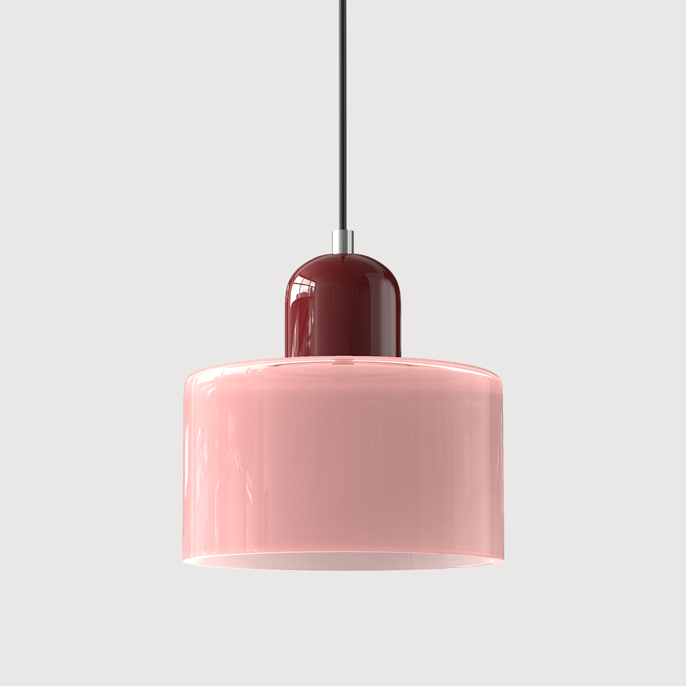 Lavisa Modern Pendant Light hanging gracefully above a modern kitchen island - Matte Orange