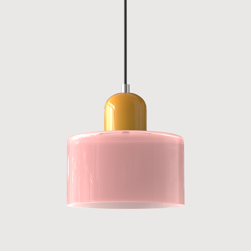 Lavisa Modern Pendant Light hanging gracefully above a modern kitchen island - Matte Orange