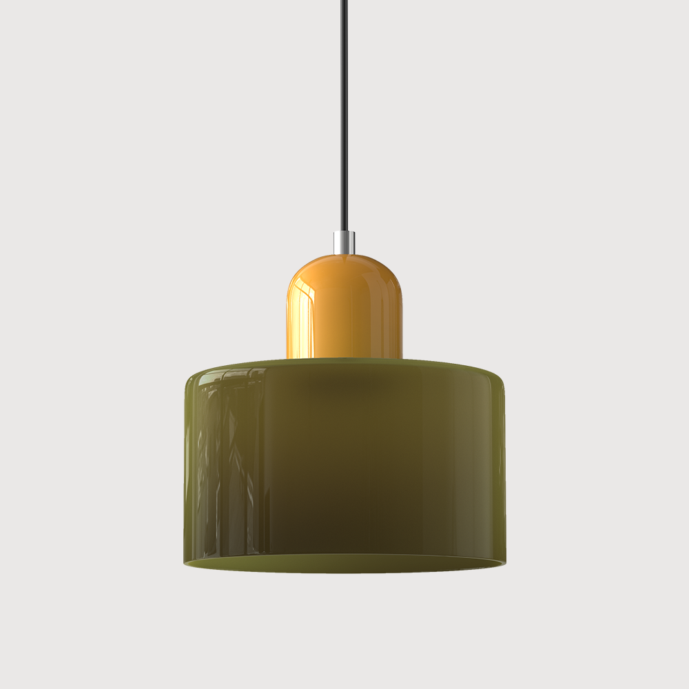 Lavisa Modern Pendant Light hanging gracefully above a modern kitchen island - Matte Orange