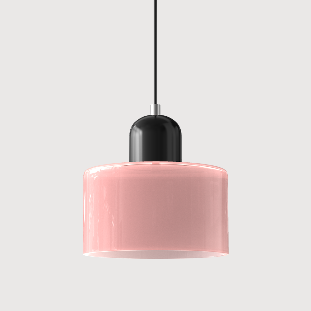 Lavisa Modern Pendant Light hanging gracefully above a modern kitchen island - Matte Orange