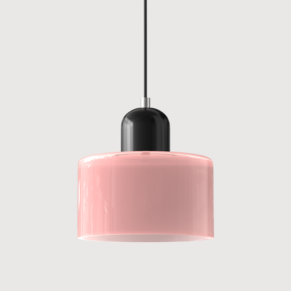 Lavisa Modern Pendant Light hanging gracefully above a modern kitchen island - Matte Orange