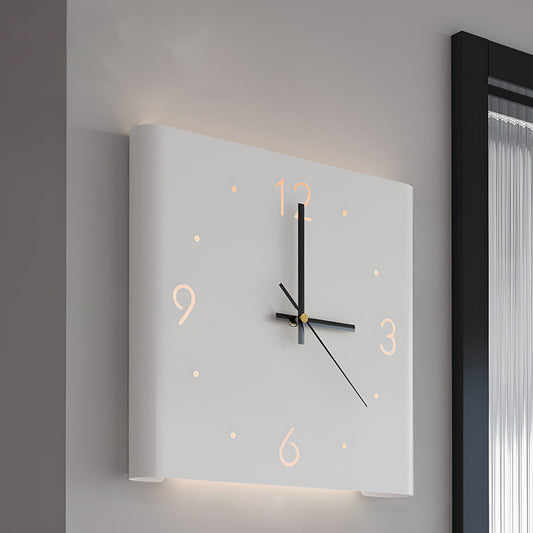 Lavisa Modern Square LED Wall Clock Lamp with backlit metal frame