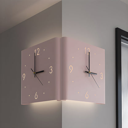 Lavisa Modern Square LED Wall Clock Lamp with backlit metal frame - Corner