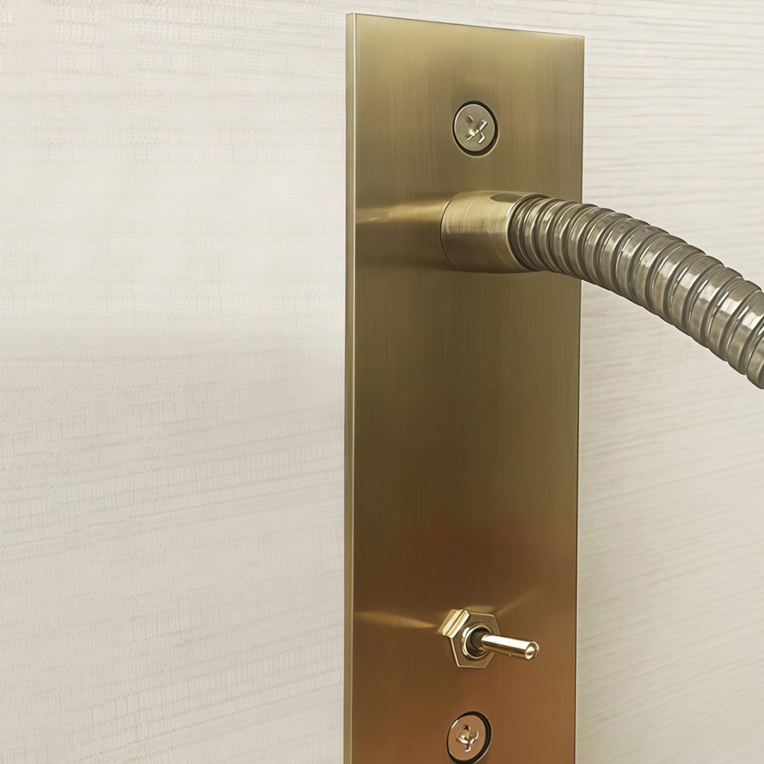 Lavisa Adjustable Swing Arm LED Wall Light mounted near a bed - Satin Nickel
